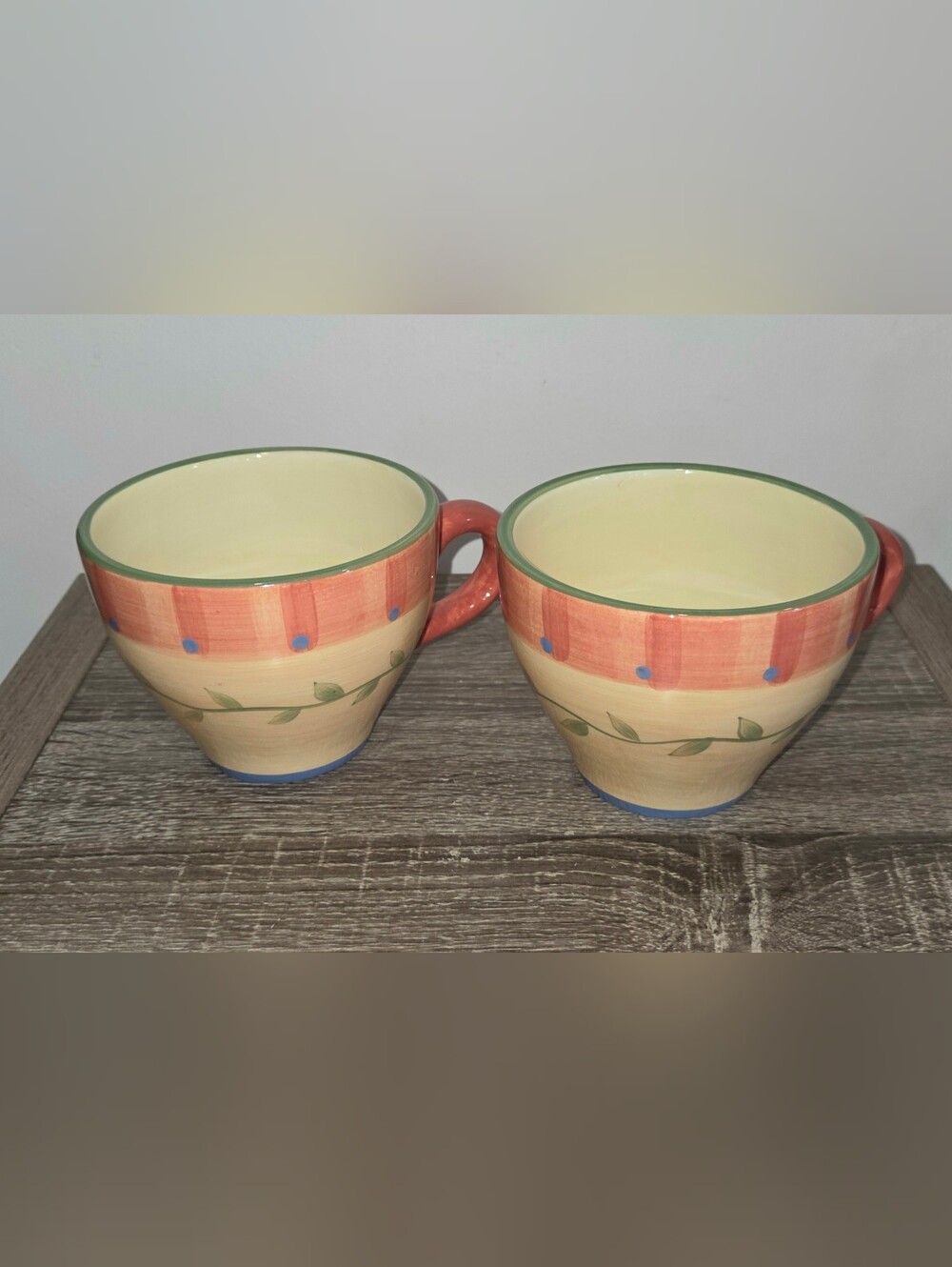 Set of 2 Vintage Pfaltzgraff Stoneware Coffee Cup Napoli 19oz Hand Painted 2003.